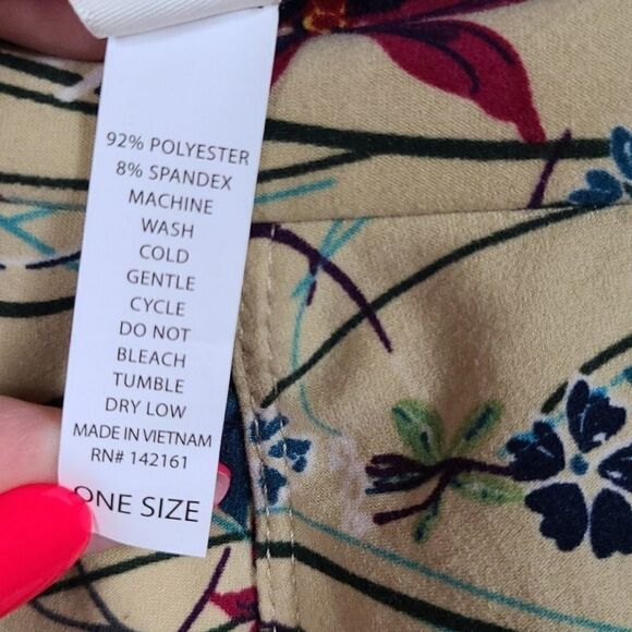LuLaRoe One Size (2-10) So Soft Legging Tan Floral - Picture 6 of 8